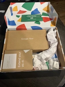 Google Fiber Wi-Fi With Router And Wi-Fi 6 Mesh Extender Brand New In Box - Picture 1 of 9
