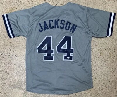 REGGIE JACKSON SIGNED AUTO NEW YORK YANKEES GREY JERSEY JSA AUTOGRAPHED - Image 1 of 3