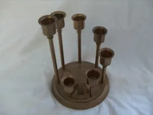 Vintage Brass Menorah 7 Stem Candle Holder Jewish Hanukkah Chanukah - Picture 1 of 5