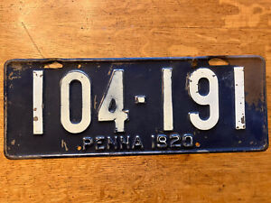 1920 Pennsylvania License Plate PA 20 Penna 104-191