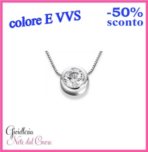 CIONDOLO PUNTO LUCE ORO BIANCO DIAMANTE NATURALE E VVS 0.45 CARATI CERTIFICATO - Foto 1 di 4