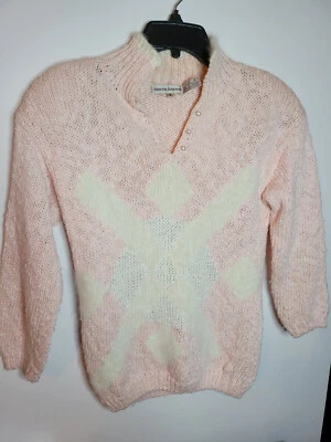 VTG 80s Womens Sz S Lauren Hansen Wool Blend Fuzzy Sweater 3/4 Sleeve - Image 1 of 4
