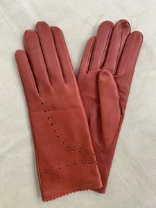 Handgefertigte ungefütterte italienische rote Damenhandschuhe aus Nappaleder Lammleder - Bild 1 von 3