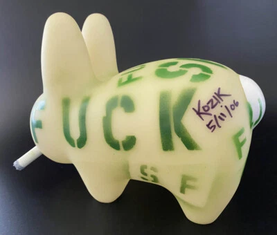 Frank Kozik SIGNED 2006 Kidrobot 10" GID FSF Smorkin' Labbit LE 50 AUTOGRAPHED - Image 1 of 4