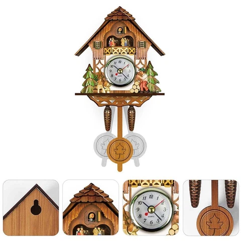 Cuckoo Clock Wooden Cuckoo Birdhouse Wall Clock Home Decor Hanging Cuckoo Clock Cover