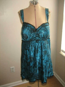 NWOT AVON 2 Pc Blue, Black Teddy, Thong Panty, Net Trim - Size 2X - Picture 1 of 12