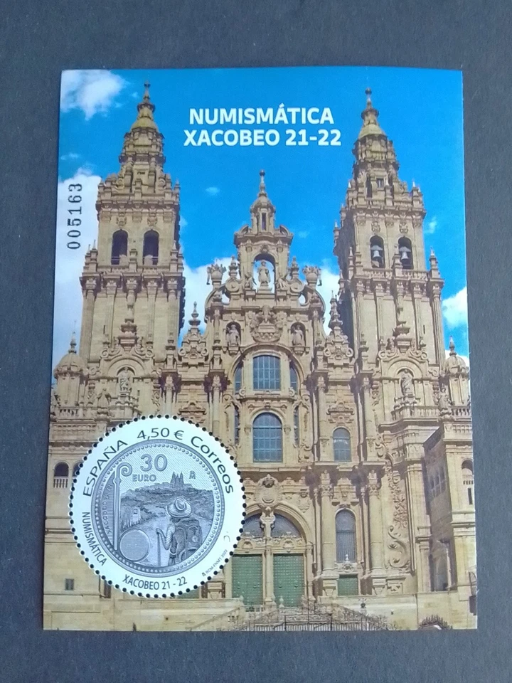 SELLOS ESPAÑA MNH 2022 HOJITA NUMISMÁTICA. XACOBEO 21-22 - Imagen 1 de 1