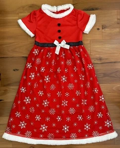 Kumar kids Princess Collection Santa Christmas Dress, Red, Snowflake, Size 6/6X - Picture 1 of 9