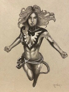 JEAN GREY X-MEN by Arsenio Echevarria Original Art Drawing 9x12 - Picture 1 of 3