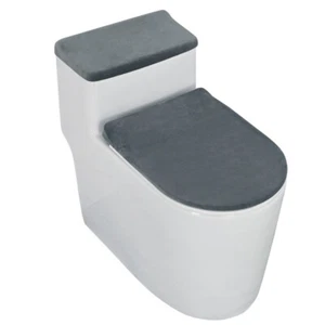 Universal Stretch Velvet Bathroom Toilet Lid Cover and Toilet Tank Lid Cover Set - Picture 1 of 33