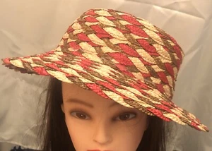100% Natural Fiber Straw Fashion Boater Style Sun Hat Multi-Colored Size Small - Picture 1 of 5