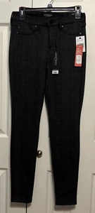 Liverpool Los Angeles Black Plaid Pull-on Stretch Skinny Dress Pants Size 6 NWT - Picture 1 of 11