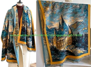 Moda Castillo Pintura al óleo Estilo Mujeres Chal Bufanda Bufandas Cuello Calentador M2439 - Imagen 1 de 16
