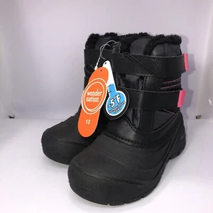 wonder nation girls boots black sizes 10 snow shoes winter New skid resistant - Picture 1 of 7