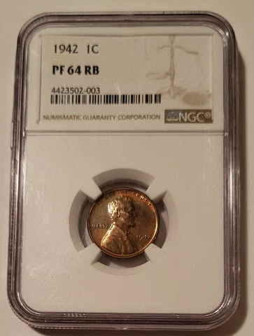 1942 Lincoln Wheat Cent PF64 RB NGC Low Mintage Proof Cover