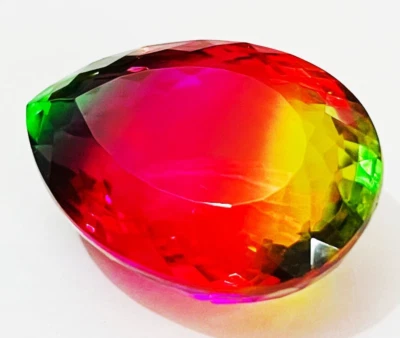 Zertifizierter Wassermelonen-Turmalin 76+ kt loser Edelstein mehrfarbig Birne... - Bild 1 von 4