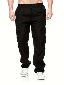 Men'S Tactical Cargo Pants - Casual Polyester Multi-Pocket Outdoor TrousersSolid - Picture 1 of 6