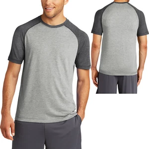 Mens Tri Blend Wicking Raglan Soft Moisture Wicking Tee Dri Fit T-Shirt XS-4XL - Picture 1 of 17
