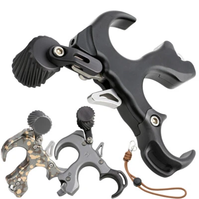 Archery Compound Bow Release Aids 3/4Finger Thumb Trigger Adjustable Target Hunt - Image 1 of 4