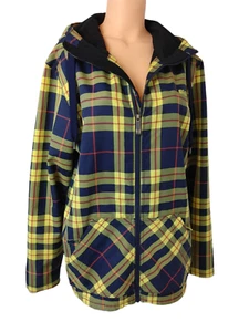 Chaqueta Abrigo Orage Para Mujer Mediana Amarilla Azul Marino Rojo A Cuadros Con Capucha Cremallera Completa Forrada   - Imagen 1 de 12