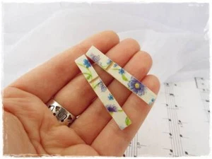 Decoupage Ohrstecker Vergissmeinnicht Ohrringe blaue Blume Ohrstecker Holzstecker - Bild 1 von 7