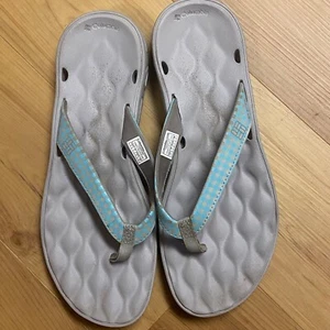 Sandalias chanclas Columbia para mujer talla 6 de EE. UU. gris claro/verde azulado Omni Grip Techlite - Imagen 1 de 11
