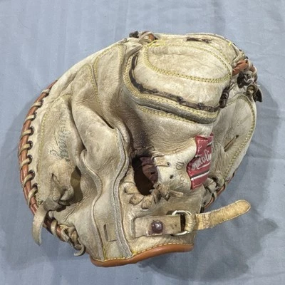 Guante de béisbol vintage Rawlings Catchers con bolsillo profundo hebilla trasera Foto 1 de 4