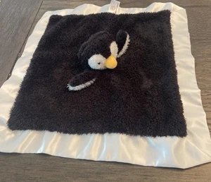 “Apricot Lamb” Penguin Security Blanket Lovey 12x12 Plush Black White Satin Trim - Picture 1 of 7
