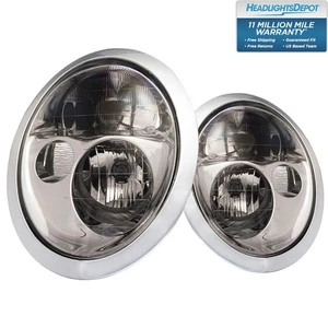 Juego de faros halógenos cromados izquierda derecha para Mini Cooper 2002-2004 - Imagen 1 de 8