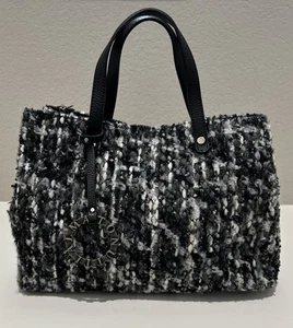 Alma Tonutti Black White Woven Handbag Double Top Handles Hand Made In Italy - Foto 1 di 6