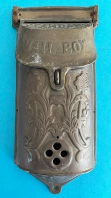 Cassetta postale vintage ottone standard originale Salsbury lettera slot peep hole coperchio bloccabile - Immagine 1 di 4