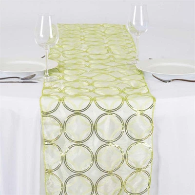 14x108" Circle Sequin Table Runner WEDDING PARTY Reception Dinner DECORATIONS - Image 1 of 4