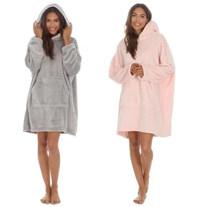 Ladies Fleece Hoodie Oversized Giant Fleece Warm Hooded Snuggle Blanket - Picture 1 of 13