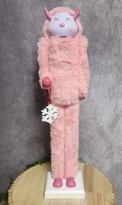 Yeti Nutcracker Abominable Snowman Purple & Pink Faux Fur Wood Christmas 16" NEW - Picture 1 of 7
