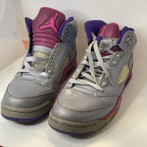 Nike Air Jordan Retro 5 Cement Gray/pink High Top Size 7Y - Picture 1 of 24