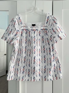 Top bordado de cuello cuadrado Talbots para mujer talla XL - Imagen 1 de 6
