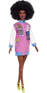 Barbie Fashionista Doll #156 in Pink Letterman Jacket (IN NEW DESIGN PACKAGING) - Bild 1 von 2