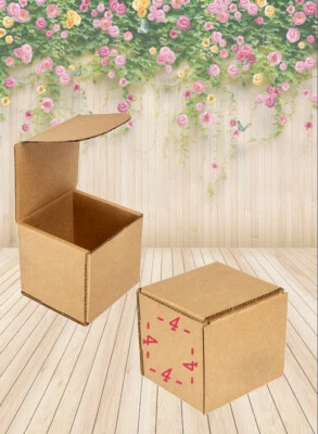 4" x 4" x 4" Flat Folding Boxes Cardboard Box  - Image 1 of 3