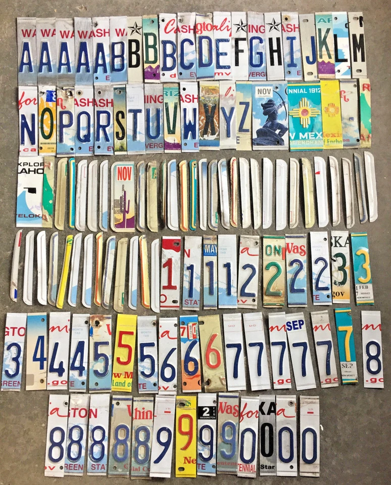 Lot of 100 Craft Grade License Plate Letters and Numbers for Crafts/Art Projects - Image 1 of 4