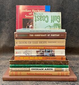 13 NATIVE AMERICAN BOOKS-INDIAN ARTS-PONTIAC-BOOK O' THE HOPI & MORE-GOOD-LOT #Z
