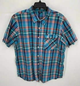 LRG Shirt Mens 2XL Blue Plaid Short Sleeve Button Up Casual Streetwear Y2K - Picture 1 of 6