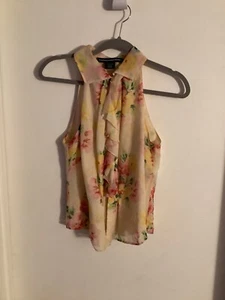 Women "Ralph Lauren Sport"peach /multicolor sleeveless button up blouse. Size 6 - Picture 1 of 2