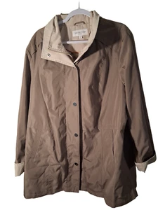 Breckenridge Women’s Jacket Size 2XL Tan Beige Hooded Rain Windbreaker Coat - Picture 1 of 3