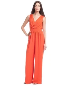 BELLE BADGLEY MISCHKA Orange Wrap Jumpsuit Size 4 - Picture 1 of 1