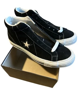 Converse One Star Mid scamosciate nere bianche uomo taglia US 4,5, donna 6,5 - Foto 1 di 7