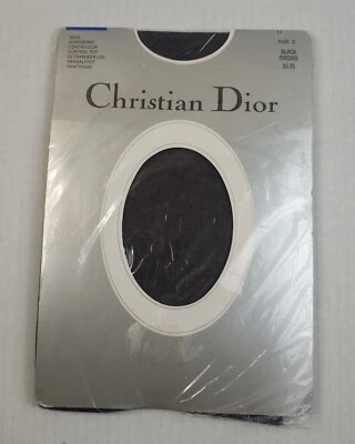 Antiga meia-calça Christian Dior preta controle de orquídea ultra transparente tamanho 2 - Imagem 1 de 4
