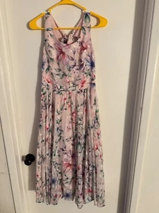 Women "Marchesa Notte" pink/multicolored sleeveless flowing midi dress. Size 4 - Picture 1 of 2