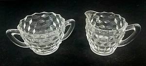 Whitehall Vintage Clear Glass Creamer & Open Sugar Bowl Cubist MCM 1950s Elegant - Picture 1 of 6