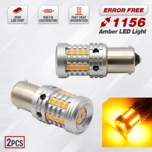 1156 Amber Yellow  Turn Signal/Parking Light Bulbs Error Free Bright LED - Picture 1 of 7