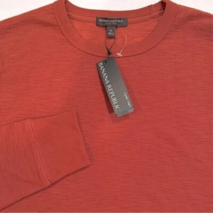 Banana Republic Core Temp Cotton Waffle Knit Long Sleeve Shirt Men's XL Rust NWT - Picture 1 of 9